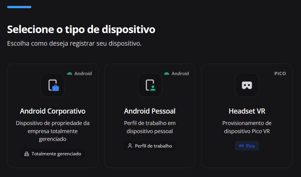 tela de geração de QR code ou token de enrollment no Nomid