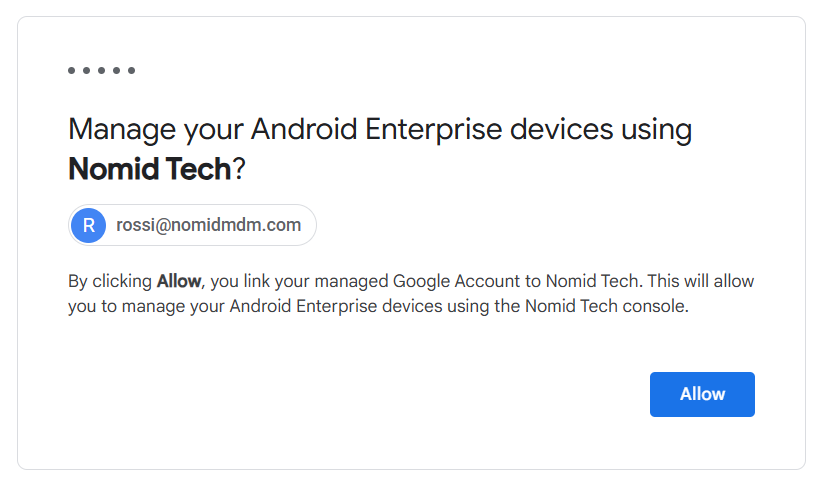 Google authorization screen for business account showing permissions requested by Nomid