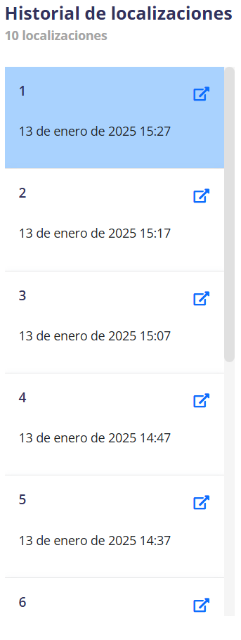 Historial de ubicaciones