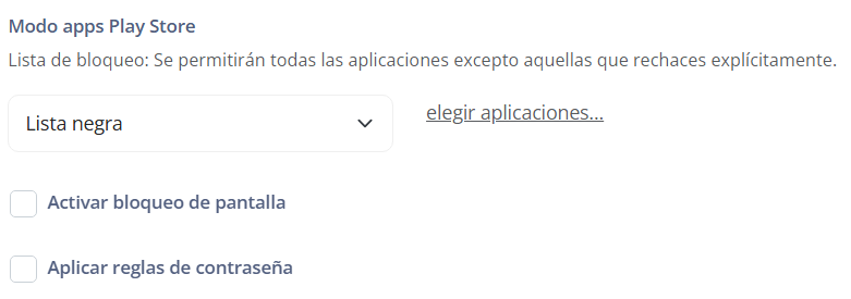 Modo de aplicaciones de Play Store