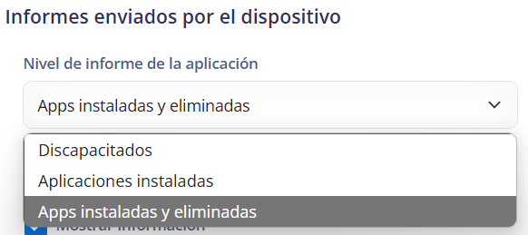 Nivel de informe de aplicaciones