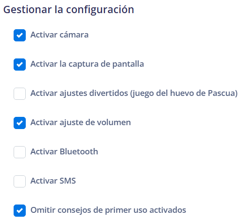 Gestionar la configuración