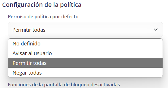 Política de permiso predeterminada