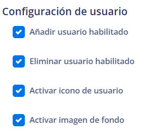 Configuración para el usuario