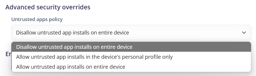 Untrusted apps policy