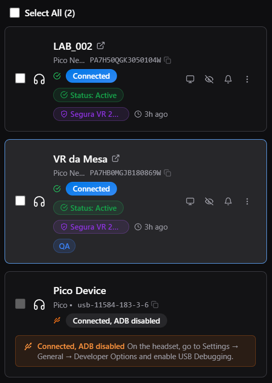 Lista de dispositivos