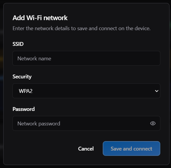 Agregar Wi-Fi manualmente