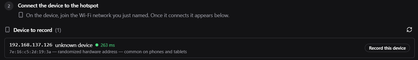 Dispositivos en el hotspot