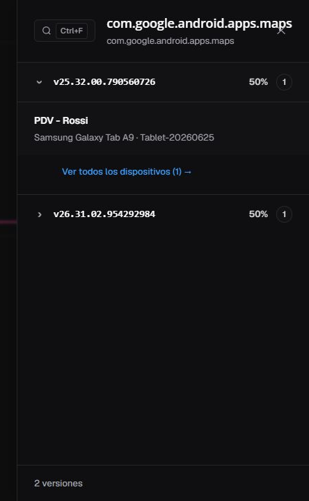 Panel de versiones en es-ES con una versión expandida
