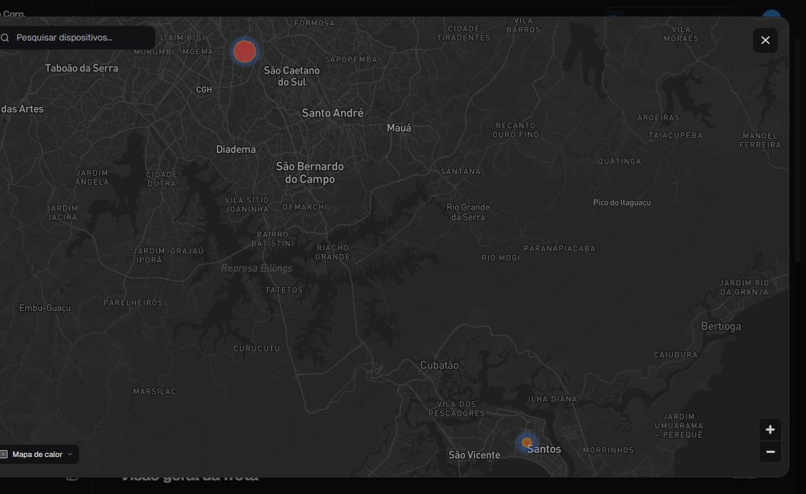 Mapa ampliado em pt-BR no modo Mapa de calor