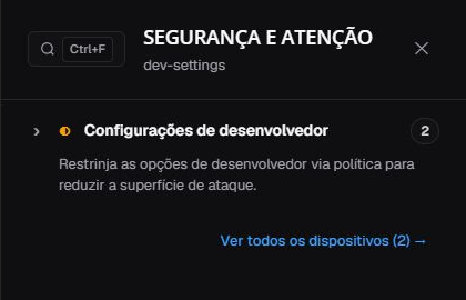 Resumo Configurações de desenvolvedor em pt-BR