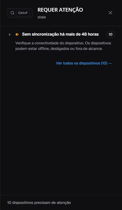 Drawer Requer atenção em pt-BR aberto em Sem sincronização há mais de 48 horas