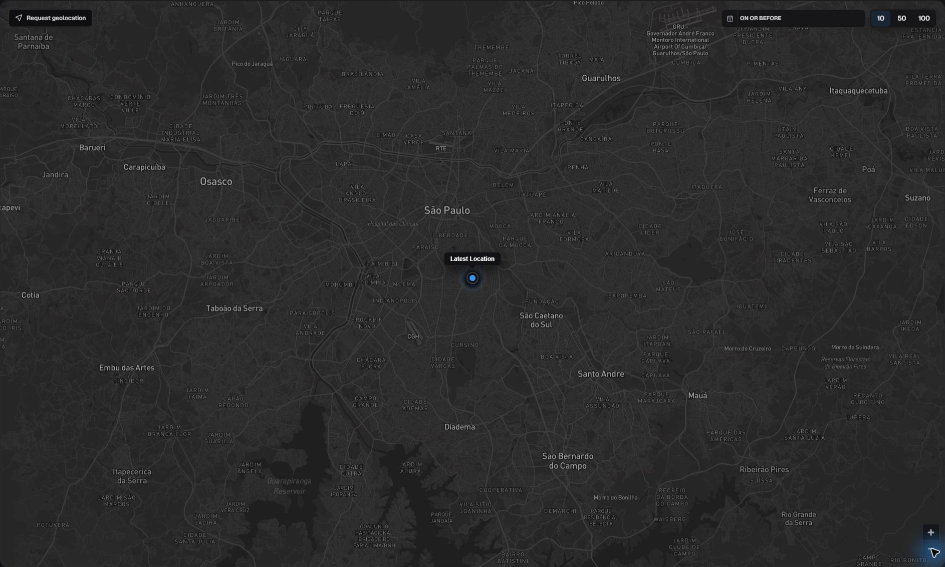Regional device location map in English with marker and controls