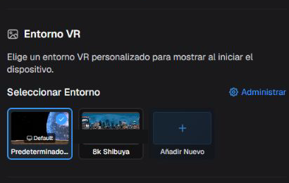Selección del Entorno VR en el lanzador.