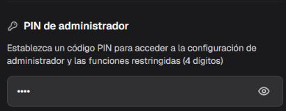 Campo de PIN de administrador, con el valor protegido.