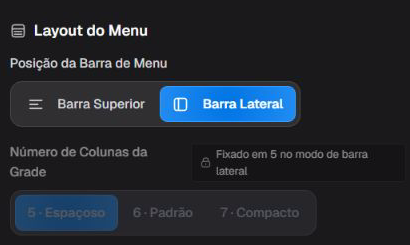 Controles de Layout do Menu no launcher.