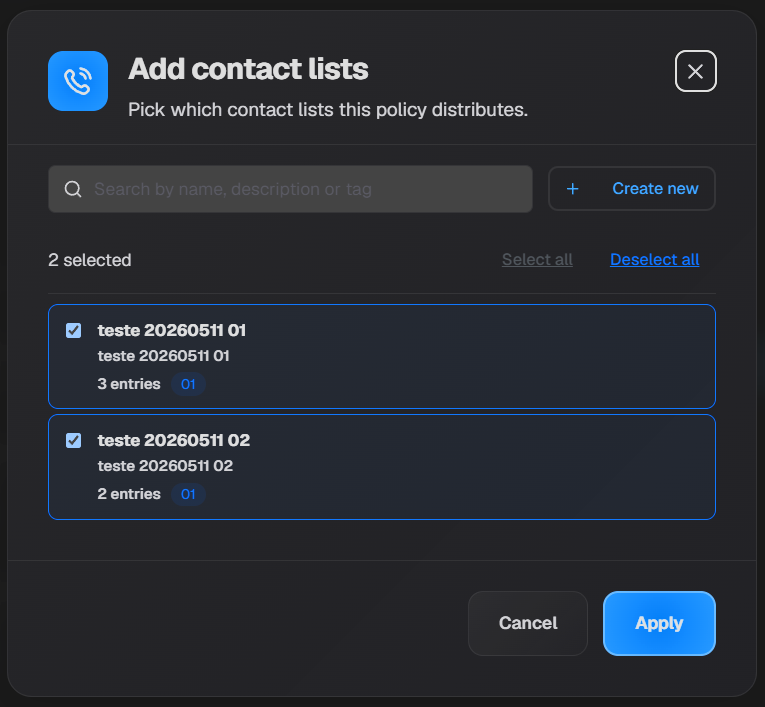Add contact lists