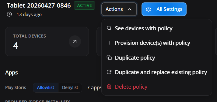 Policy Actions