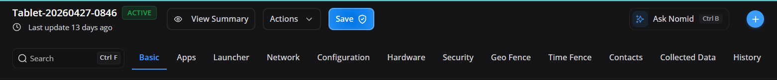 Tabs and search