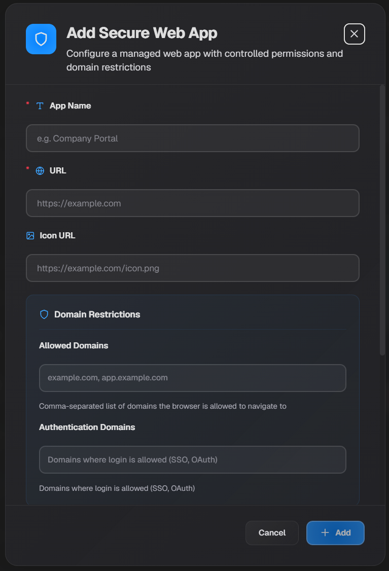 Add Secure Web App