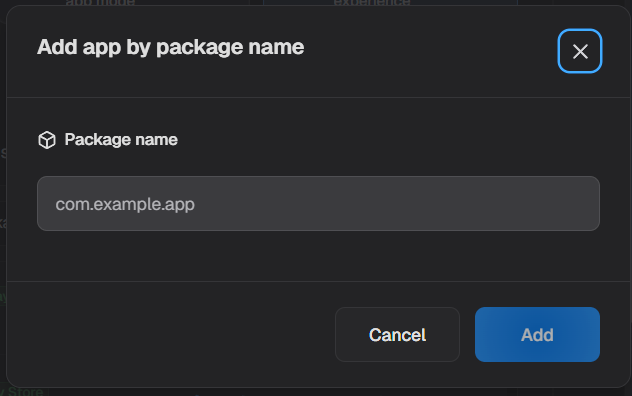 Add by package name