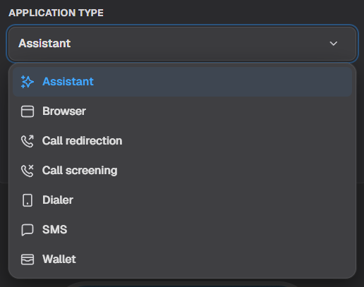 Default application types