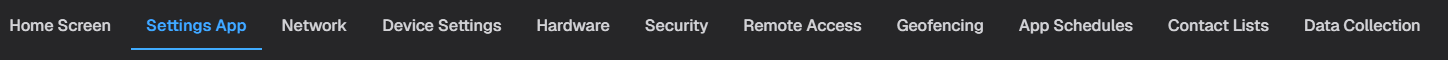 Settings App tab