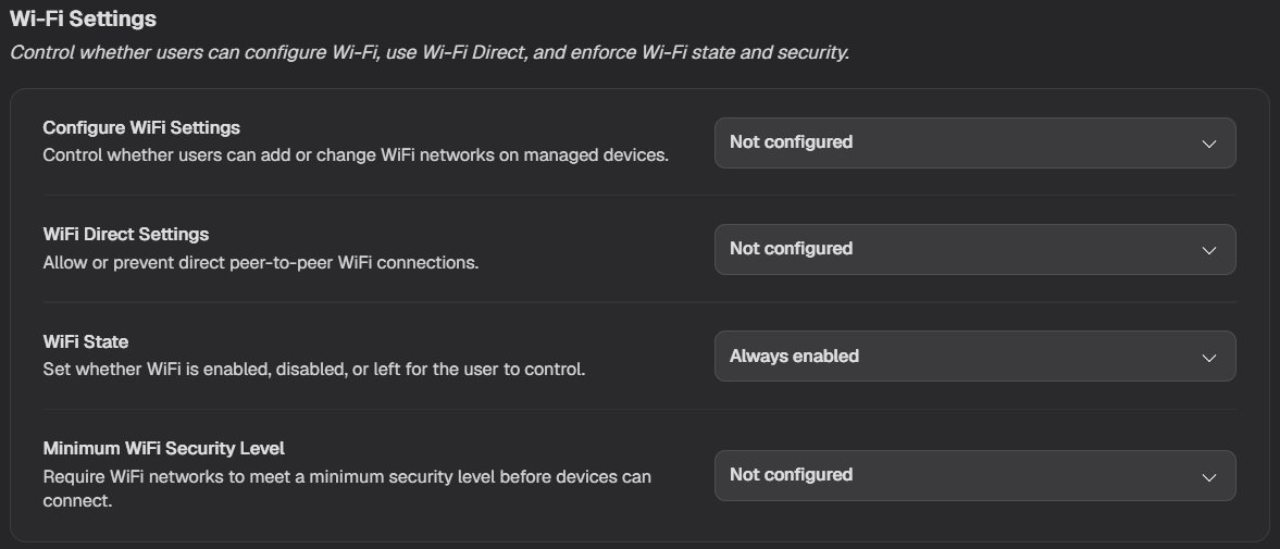Wi-Fi Settings
