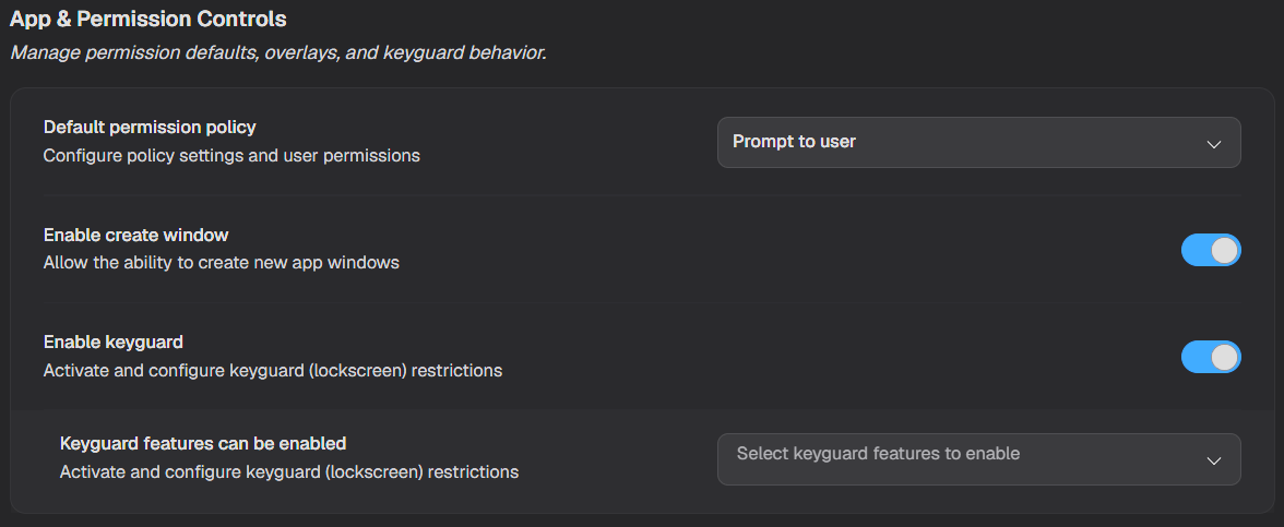 App & Permission Controls