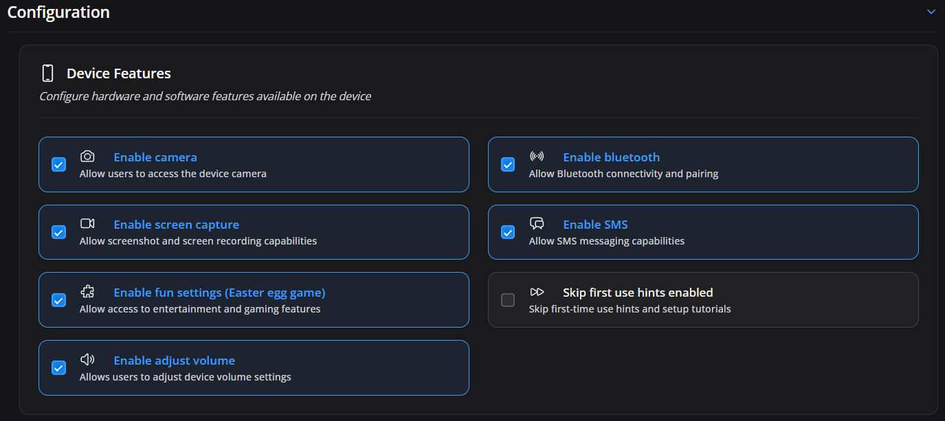 Device Configuration