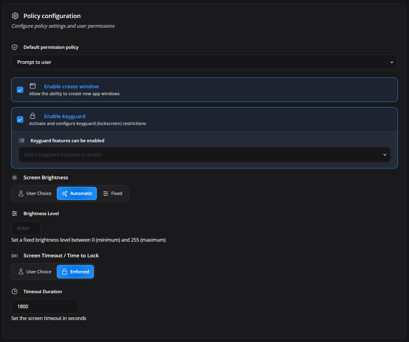 Policy Configuration