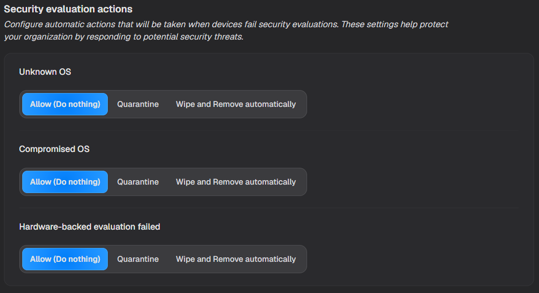Security Evaluation Actions