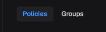 Policies and Groups tabs in the workspace