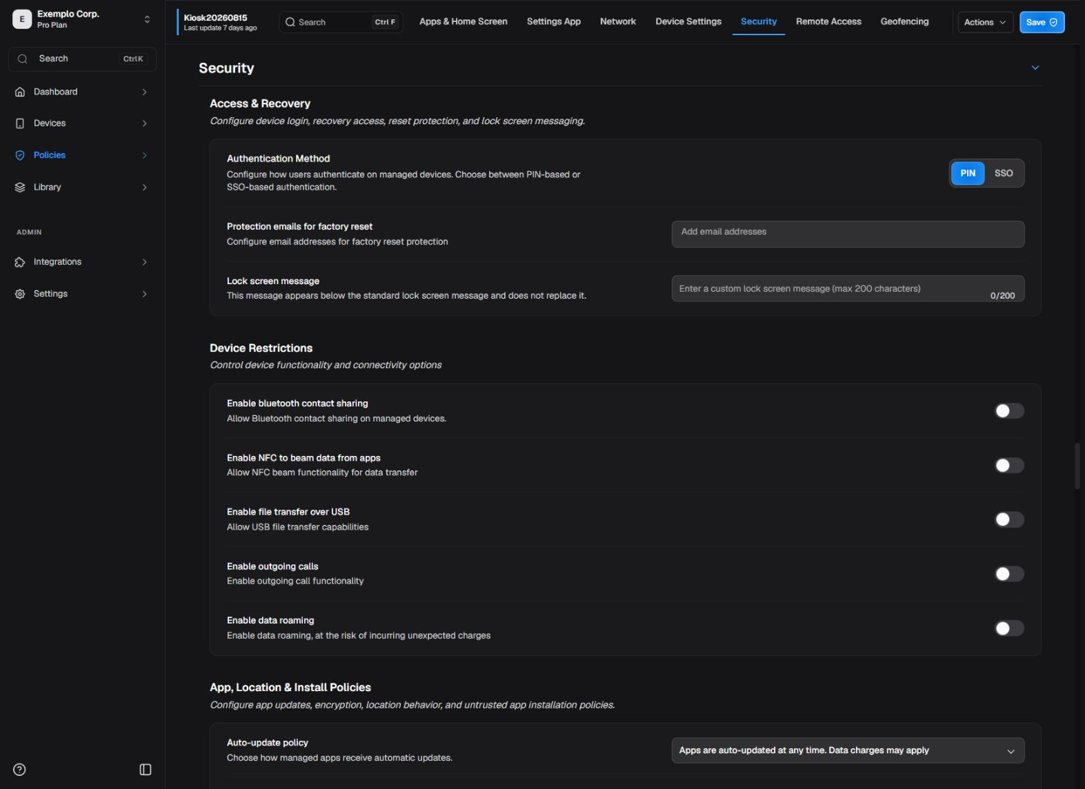 Device restrictions
