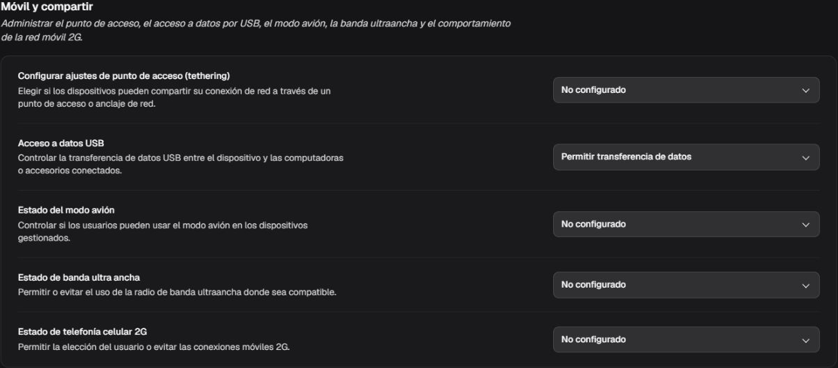 Configuración de Wi-Fi y uso compartido móvil