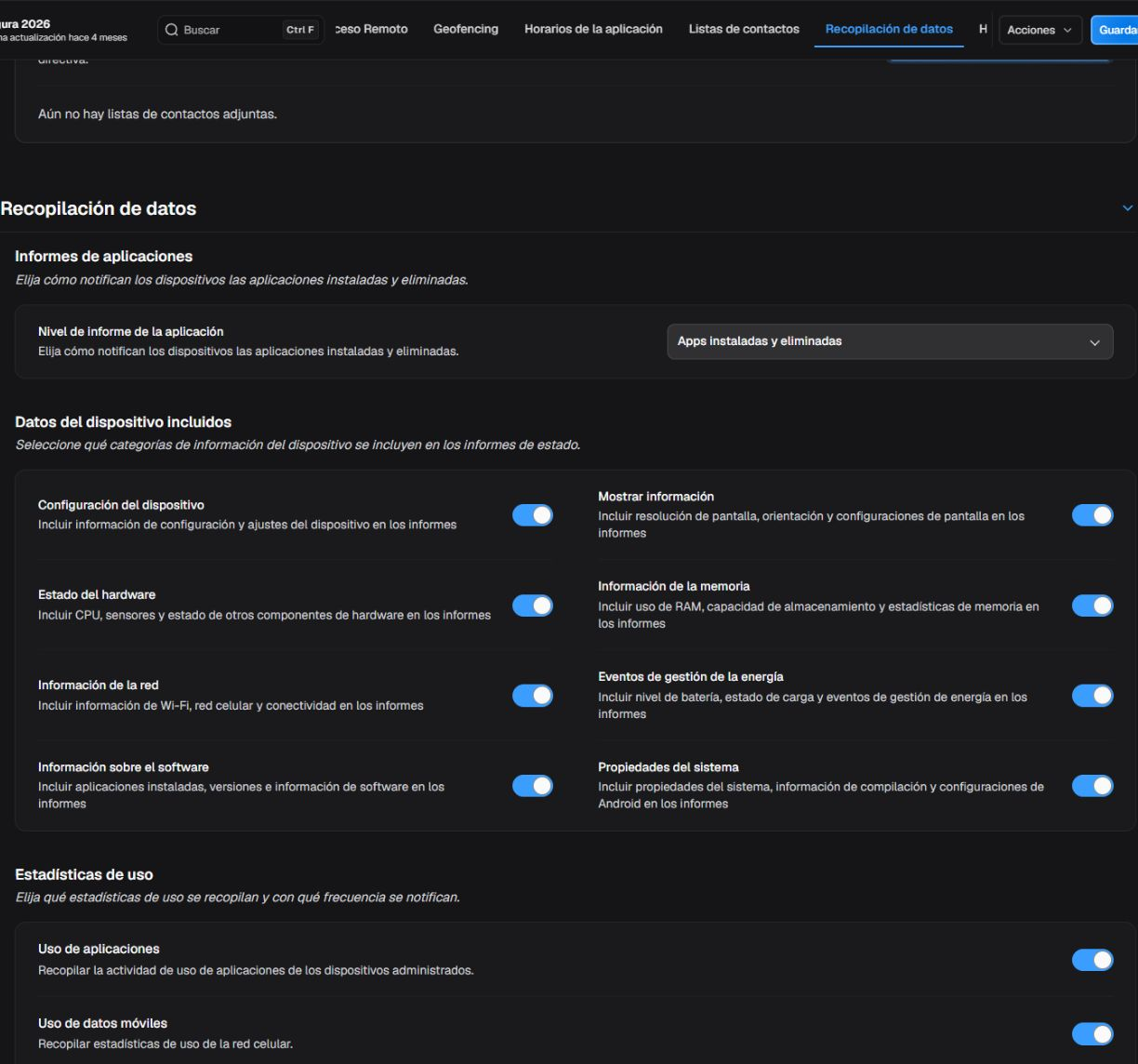 Controles de recopilación de datos
