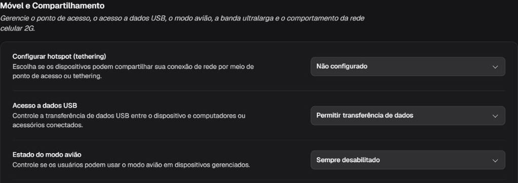 Box Móvel e Compartilhamento com hotspot, acesso a dados USB e estado do modo avião