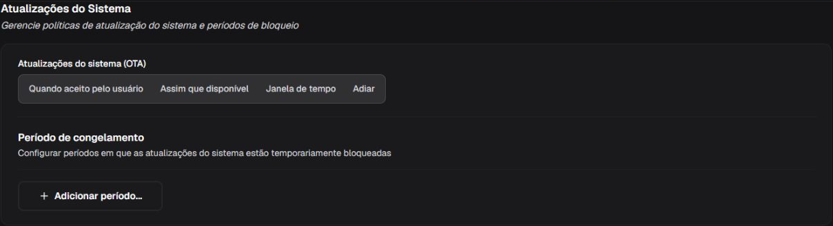 Preferências e períodos da atualização do sistema