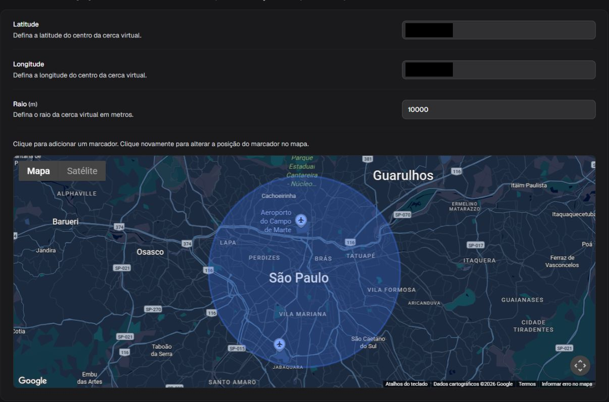 Região e condições de geofencing