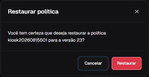 Confirmação de restauração não executada
