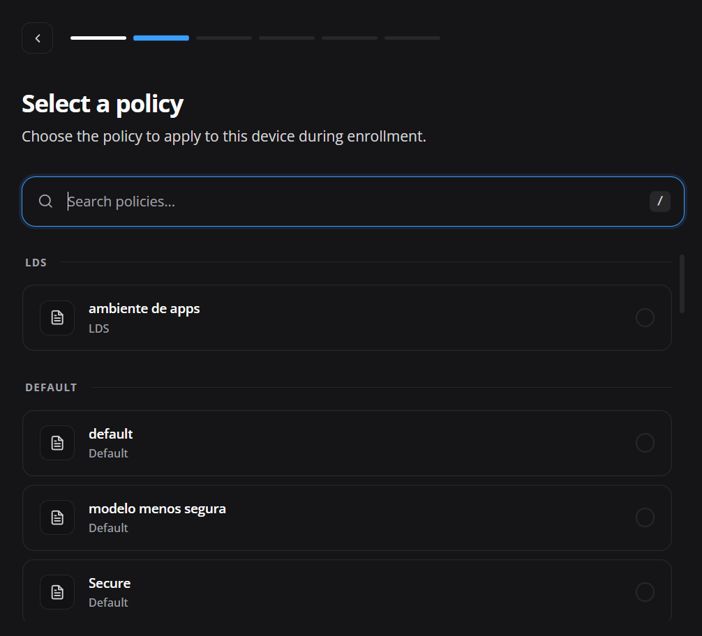 Seleção de política para Android Company