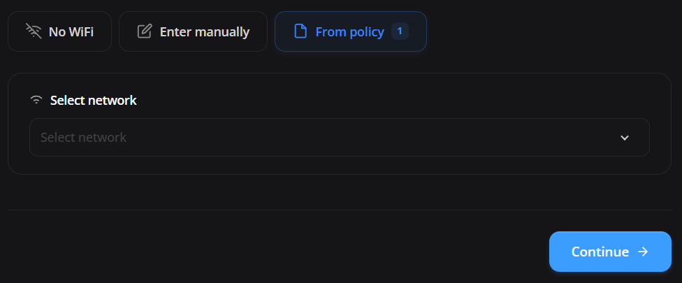 Seleção de Wi-Fi da política