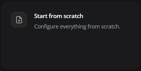 Opção Start from scratch