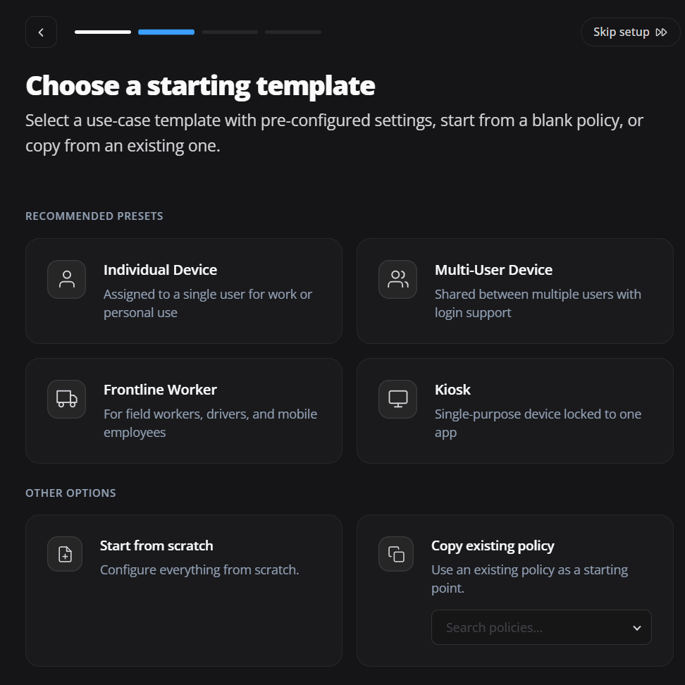 Templates iniciais para Android