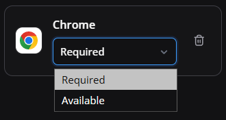 Modo de instalação Required ou Available