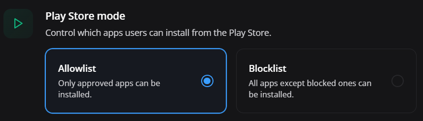 Modos Allowlist e Blocklist