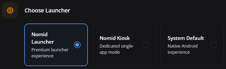Seleção de launcher
