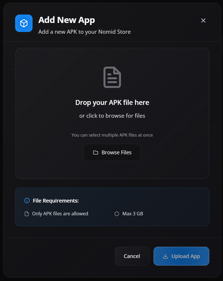Janela Add New App