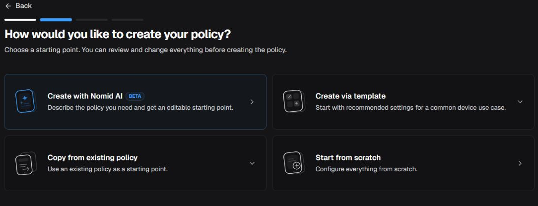 Starting methods for an Android policy
