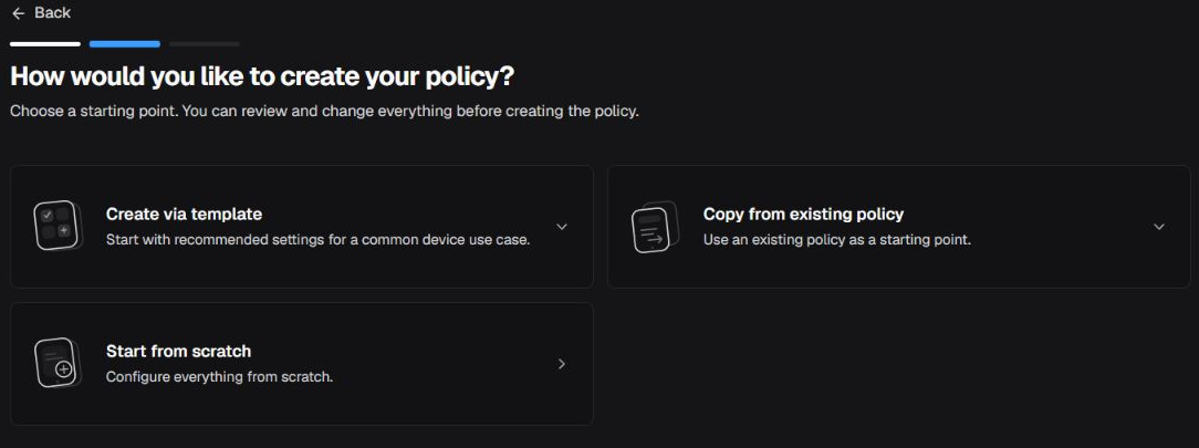 Starting methods for creating a VR Pico policy